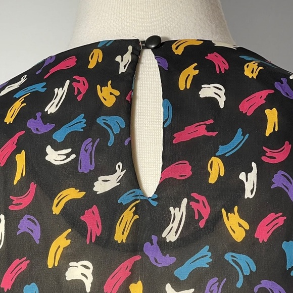 Vintage 80s Dress by Joy Gordon with Short Sleeves, Pleated skirt and Mod 80's - Picture 9 of 12